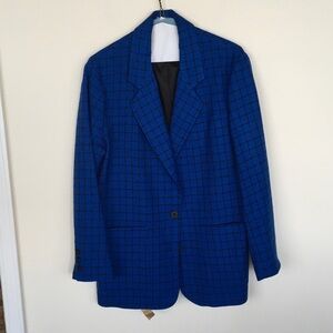 Jones New York Royal Blue Grid Blazer